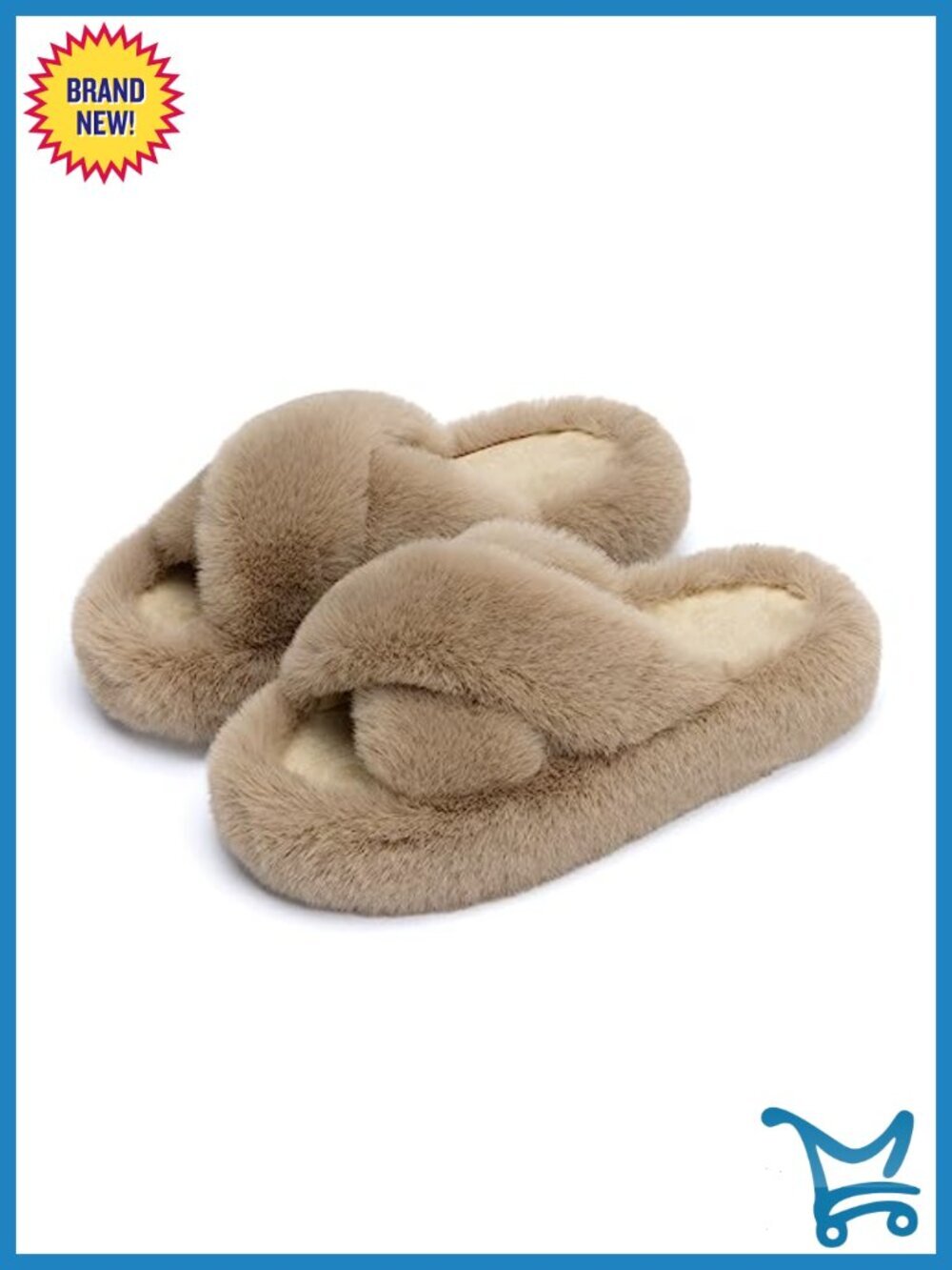 Memory Foam Faux Fur Lined Open Toe Slippers - US 12